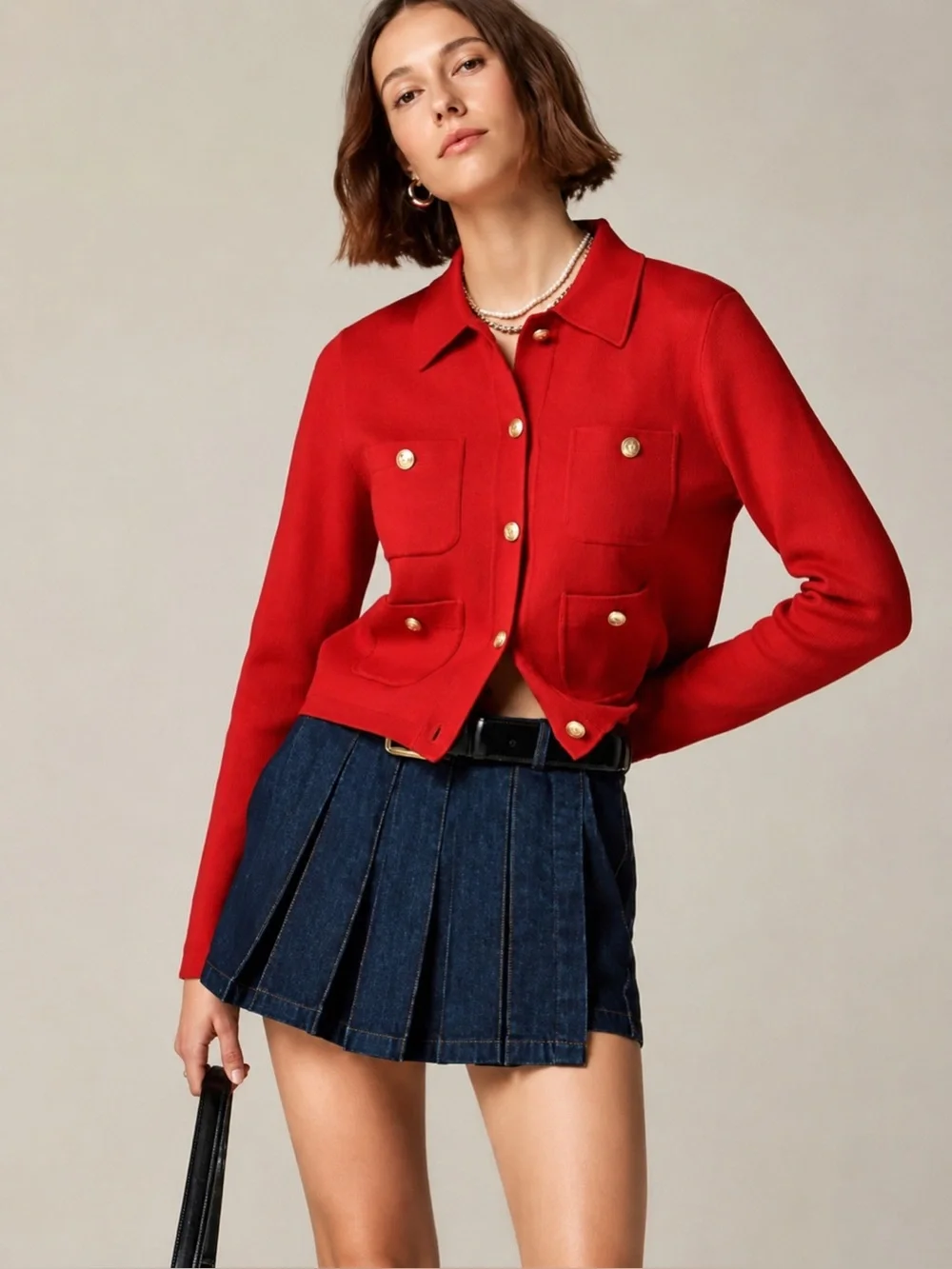 J. Crew Patch Pocket Lady Jacket Cardigan Sweater Red Size Medium *m
